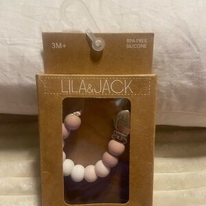 Lila & Jack Pink and White Silicone Pacifier Clip